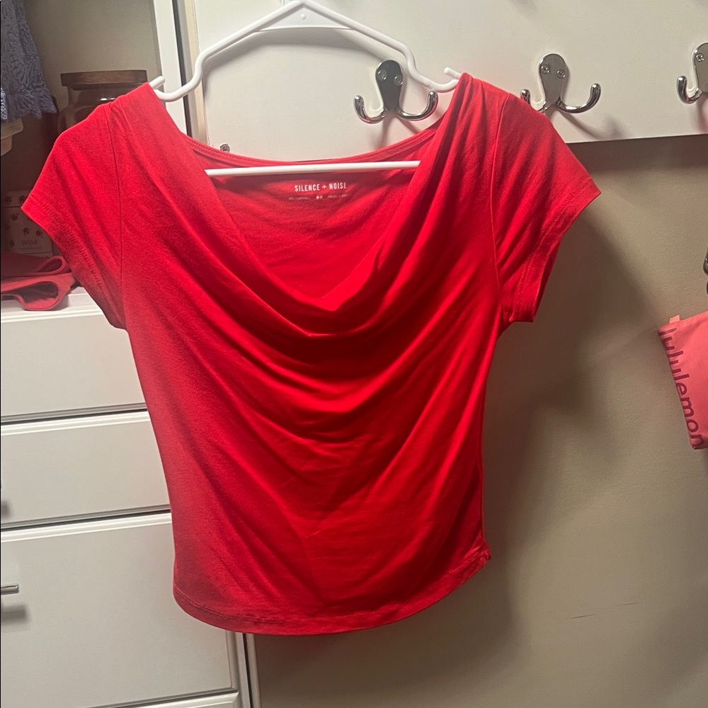 Silence + Noise Scarlet Drape Neck Blouse